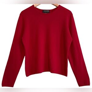 Country Shop 100% Cashmere Preppy Vibrant Red Lightweight Pullover Sweater Sz L